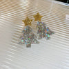 Women's Moissanite Snowflake Earrings With Pearl Tassels Alloy Diamond Design And Silver Ear Posts For Festive Christmas Fashion