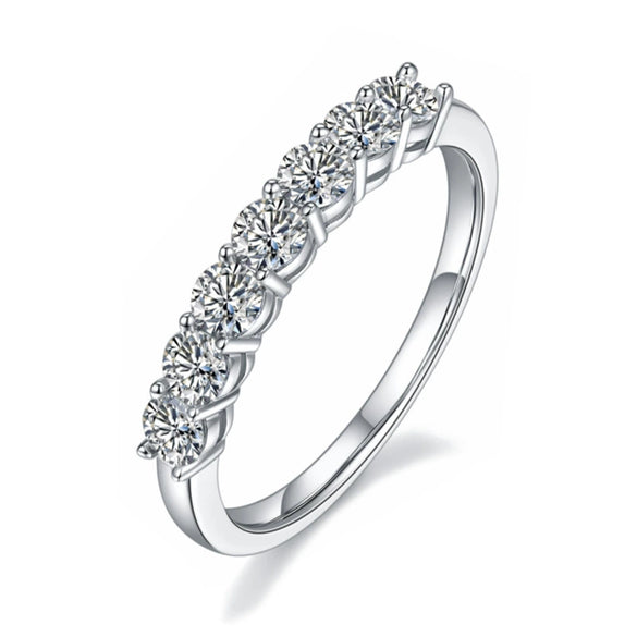 Women's Moissanite 925 Sterling Silver Geometric Seven Star Row Ring Jewelry Set With Diamonds