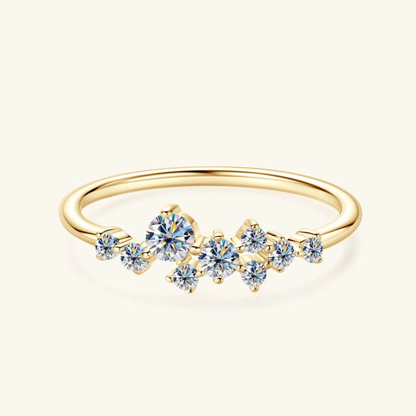 Women's Moissanite Sterling Silver Ring With Niche Design Star And Geometric Pattern And Electroplating Process