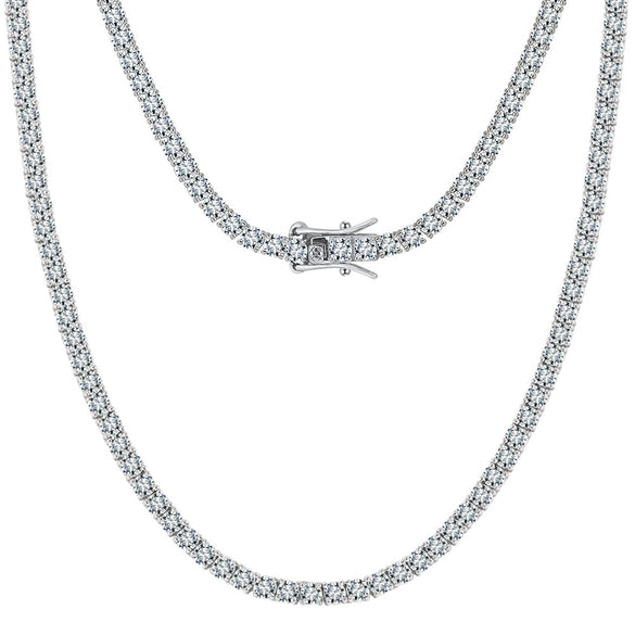Women's Moissanite Tennis Bracelet Necklace S925 Silver Geometric Stacking Style Electroplated