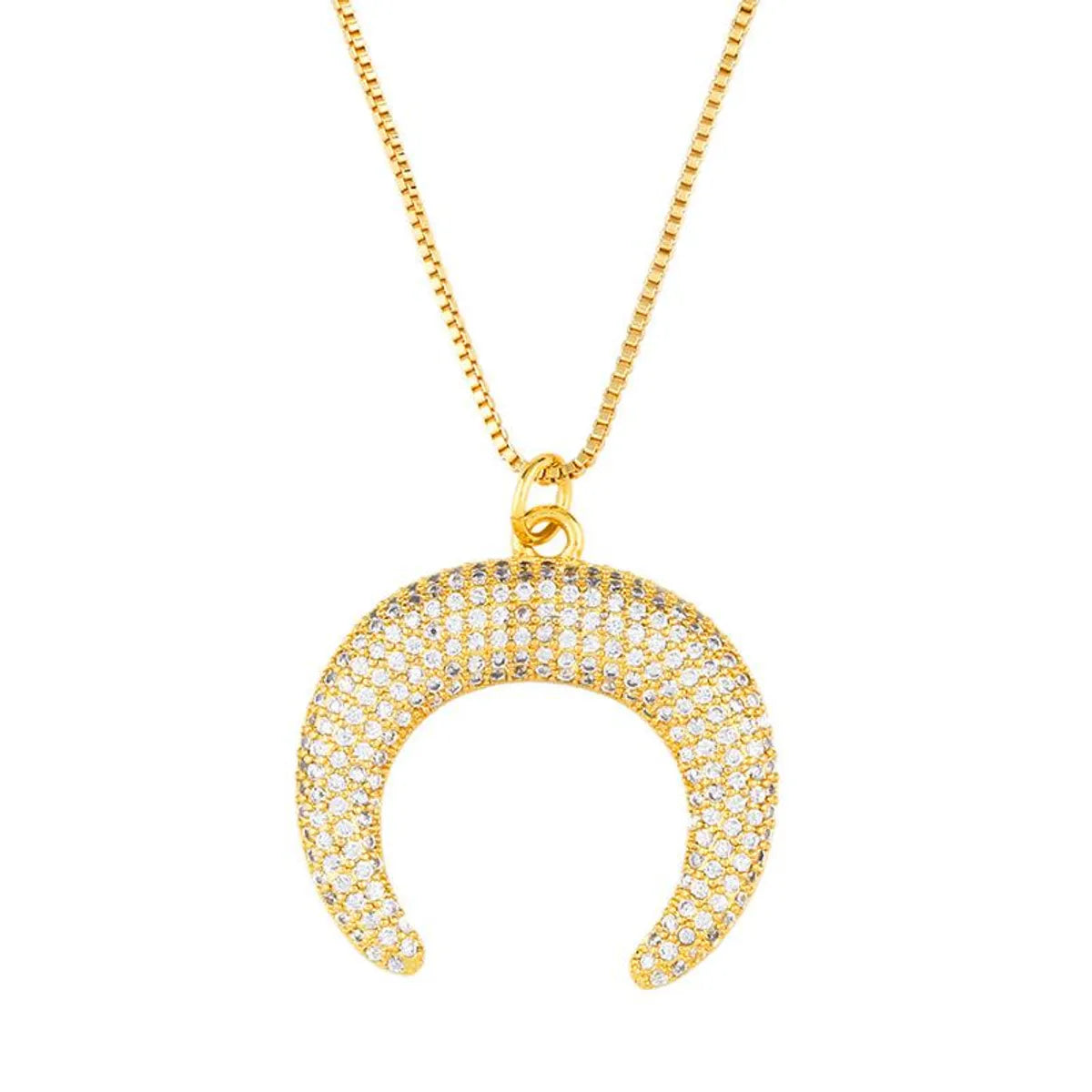 Womens Moon Zircon Copper Plated 18k Alloy Simple Necklaces Nhas147869