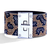 Women's Multi Layer Artificial Leather Bracelet With Magnetic Buckle Electroplated Heart And Geometric Full Rhinestone Wide Edge Design
