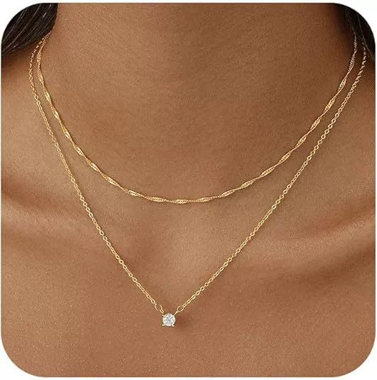Women's Multi Layer Copper Heart Pendant Clavicle Necklace Electroplated Minimalist Casual Chain