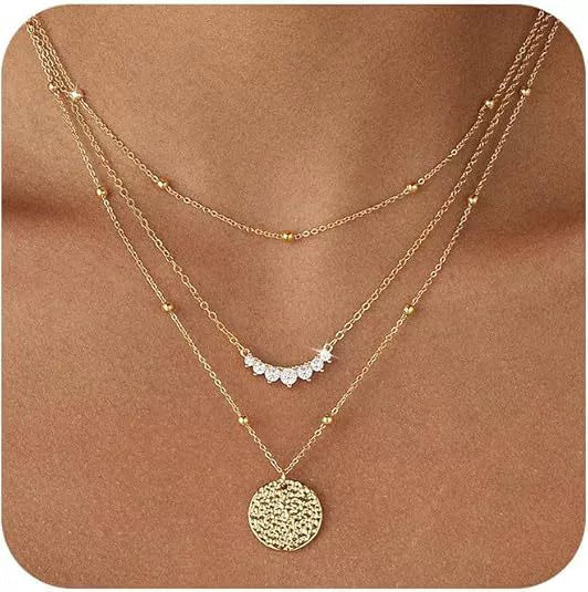 Women's Multi Layer Copper Heart Pendant Clavicle Necklace Electroplated Minimalist Casual Chain