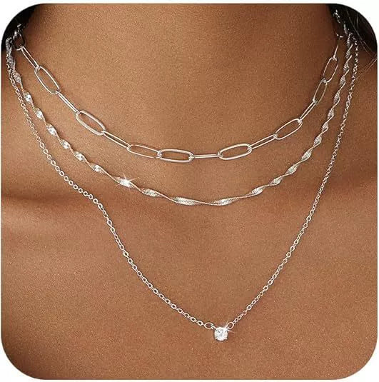 Women's Multi Layer Copper Heart Pendant Clavicle Necklace Electroplated Minimalist Casual Chain