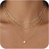 Women's Multi Layer Copper Heart Pendant Clavicle Necklace Electroplated Minimalist Casual Chain