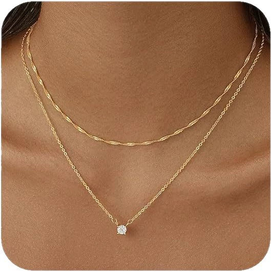 Women's Multi Layer Copper Heart Pendant Clavicle Necklace Electroplated Minimalist Casual Chain
