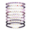 Women's Multi Layer Elastic Beaded Bracelet Set With Geometric Letter Pendant Purple Simple Style