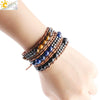 Women's Multi Layer Genuine Leather Bracelet With Natural Stone Beaded Woven Design And Electroplated Copper Alloy Accessories