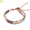 Women's Multi Layer Genuine Leather Bracelet With Natural Stone Beaded Woven Design And Electroplated Copper Alloy Accessories