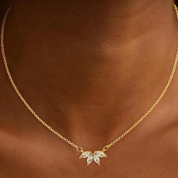 Women's Multi Layer Geometric Zircon Necklace Copper Clavicle Chain With Electroplated Simple Light Luxury Jewelry