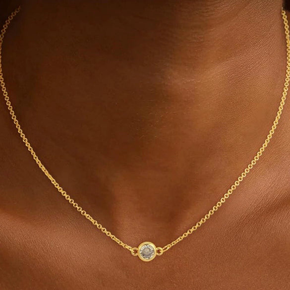 Women's Multi Layer Geometric Zircon Necklace Copper Clavicle Chain With Electroplated Simple Light Luxury Jewelry