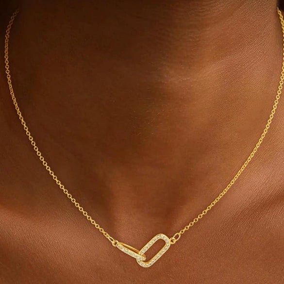 Women's Multi Layer Geometric Zircon Necklace Copper Clavicle Chain With Electroplated Simple Light Luxury Jewelry