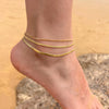 Women's Multi Layer Stainless Steel Snake Chain Anklet With Round Bead Geometric Design Fashion Jewelry Gift