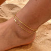 Women's Multi Layer Stainless Steel Snake Chain Anklet With Round Bead Geometric Design Fashion Jewelry Gift