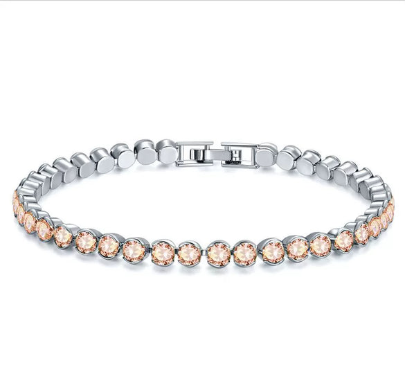 Women's Multicolor Round Diamond Zircon Bracelet Geometric Simple Style Electroplating Jewelry