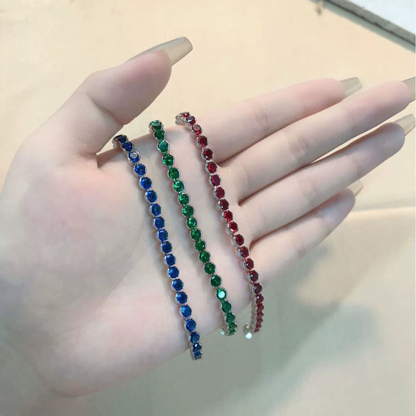Women's Multicolor Round Diamond Zircon Bracelet Geometric Simple Style Electroplating Jewelry