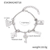 Women's Multielement Geometric Diamond Pendant Adjustable Retro 316L Stainless Steel 18K Gold Plated Bracelet