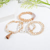 Women's Multilayer Beads Bracelet Set With Bohemian Tassel Pendant And Geometric Style