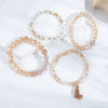 Women's Multilayer Beads Bracelet Set With Bohemian Tassel Pendant And Geometric Style