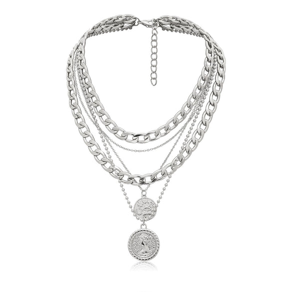 Women's Multilayer Hip Hop Pendant Necklace Punk Geometric Alloy Metal Electroplated