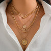 Women's Multilayer Hip Hop Pendant Necklace Punk Geometric Alloy Metal Electroplated