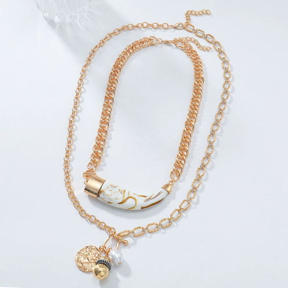 Women's Multilayer Necklace Imitation Pearl Geometric Zinc Alloy Animal Zodiac Electroplated
