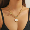 Women's Multilayer Ochain Golden Zinc Alloy Necklace With Geometric Design And Electroplating Treatment