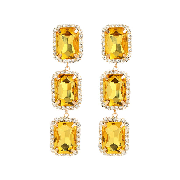 Women's Multilayer Square Alloy Glass Diamond Exaggerated Geometric Earrings