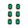 Women's Multilayer Square Alloy Glass Diamond Exaggerated Geometric Earrings