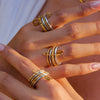 Women's Multilayer Stainless Steel Geometric Ring Electroplated With Zircon Highend Jewelry