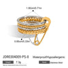 Women's Multilayer Stainless Steel Geometric Ring Electroplated With Zircon Highend Jewelry
