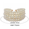 Women's Multilayered Collar Necklace Set Jewelry Imitation Pearl Snake Bone Chain Geometric French Retro Pearlescent Treatment