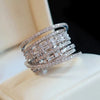 Women's Multilayered Design Ring Jewelry Copper Zirconia Geometric Style