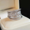 Women's Multilayered Design Ring Jewelry Copper Zirconia Geometric Style