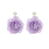 Women's Multilayered Threedimensional Chiffon Earrings Plastic Resin Flower Hand Knitted Chic Style