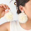 Women's Multilayered Threedimensional Chiffon Earrings Plastic Resin Flower Hand Knitted Chic Style
