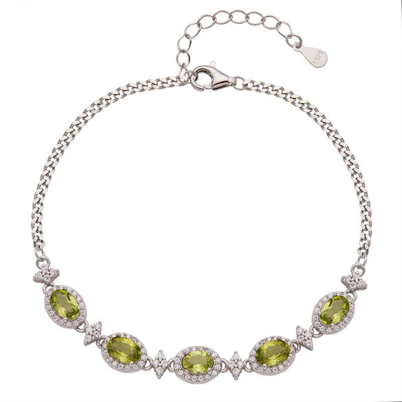 Women's Natural Amethyst Citrine Bracelet S925 Sterling Silver Garnet Topaz Peridot Light Luxury Geometric Jewelry