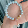 Women's Natural Aquamarine Crystal And Strawberry Crystal Pearl Handmade Geometric Design Bracelet Jewelry