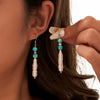 Women's Natural Baroque Turquoise Silver Earrings With Gold Ear Hook Minimalist Style