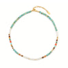 Women's Natural Blue Turquoise Beaded Necklace Handmade Geometric Style