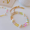 Women's Natural Bohemian Metal Freshwater Pearl And Miyuki Rice Beads Handwoven Geometric Bracelet