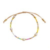 Women's Natural Bohemian Metal Freshwater Pearl And Miyuki Rice Beads Handwoven Geometric Bracelet