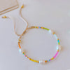Women's Natural Bohemian Metal Freshwater Pearl And Miyuki Rice Beads Handwoven Geometric Bracelet