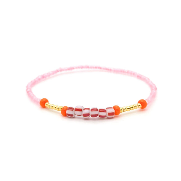 Women's Natural Bohemian Style Handwoven Glass And Glaze Beaded Freshwater Pearl Rope Bracelet With Geometric Pattern