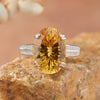 Women's Natural Citrine Amethyst Topaz Ring In S925 Sterling Silver Millennial Cut Geometric Style Set With Crystal