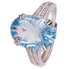 Women's Natural Citrine Amethyst Topaz Ring In S925 Sterling Silver Millennial Cut Geometric Style Set With Crystal