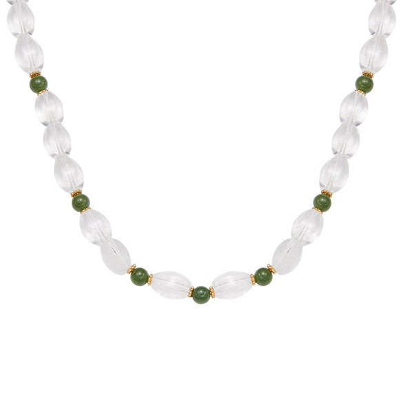 Women's Natural Crystal And S925 Sterling Silver Geometric Clavicle Chain Set Necklace