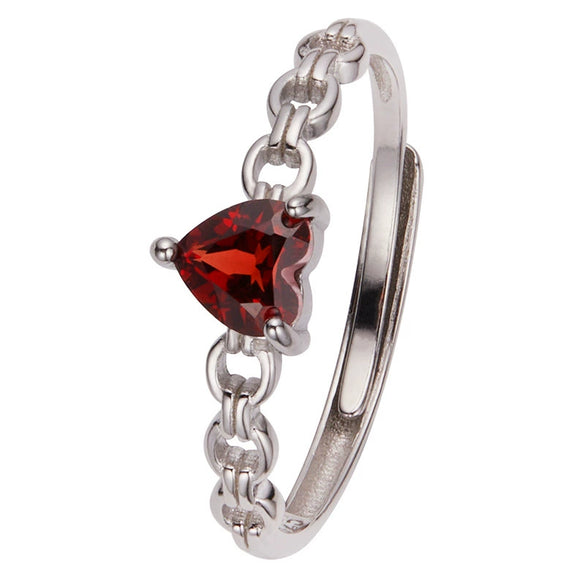 Women's Natural Crystal Heart Geometric Pattern S925 Sterling Silver Love Ring Set With Crystal
