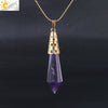 Women's Natural Crystal Hexagonal Prism Bullet Pendant Necklace With Titanium Steel Bead Chain Minimalist Fashion Jewelry